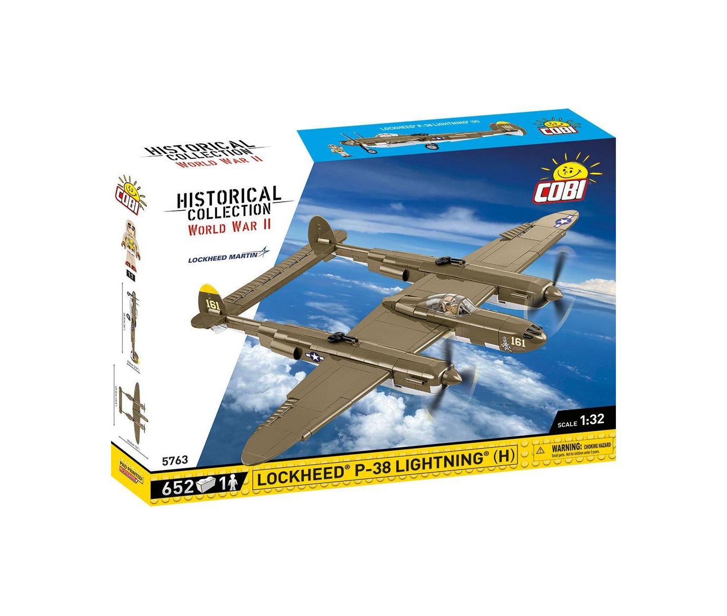 Детский конструктор COBI Lockheed P-38H Lightning Aircraft with Moving Parts 650-Piece Building Set, Ages 8+, цвет: Open Miscellaneous — фото 1