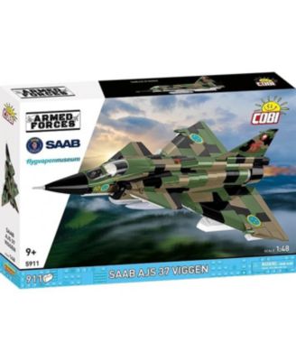 Armed Forces Saab AJS37 Viggen Aircraft Licensed 911-Piece Building Set with Display Stand, Ages 9 & Up