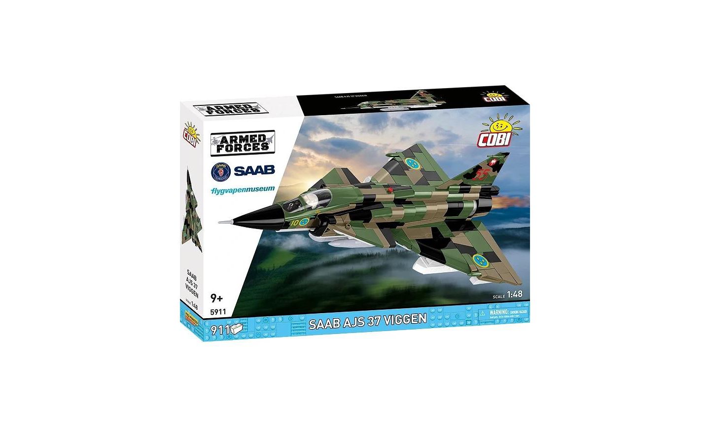 Детский конструктор COBI Armed Forces Saab AJS37 Viggen Aircraft Licensed 911-Piece Building Set with Display Stand, Ages 9 & Up — фото 1