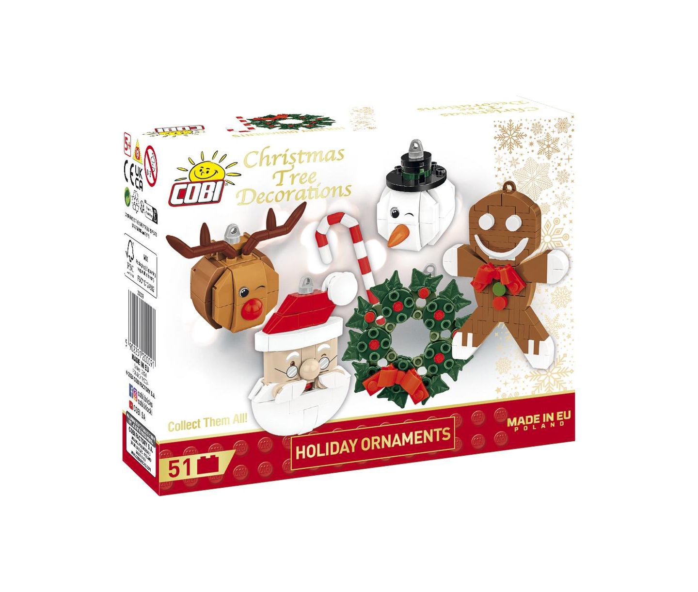 Детский конструктор COBI Holiday Ornaments Christmas Tree Decorations Wreath 51-Piece Building Set, Ages 5+ — фото 2