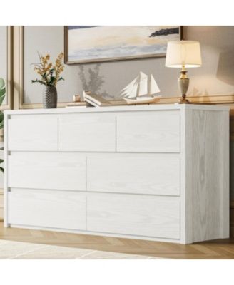 7 Drawer Dresser for Bedroom, Wood Chest of Drawers Handle Free, Large Modern Dresser Storage Cabinet for Living Room, Hallway Entryway
