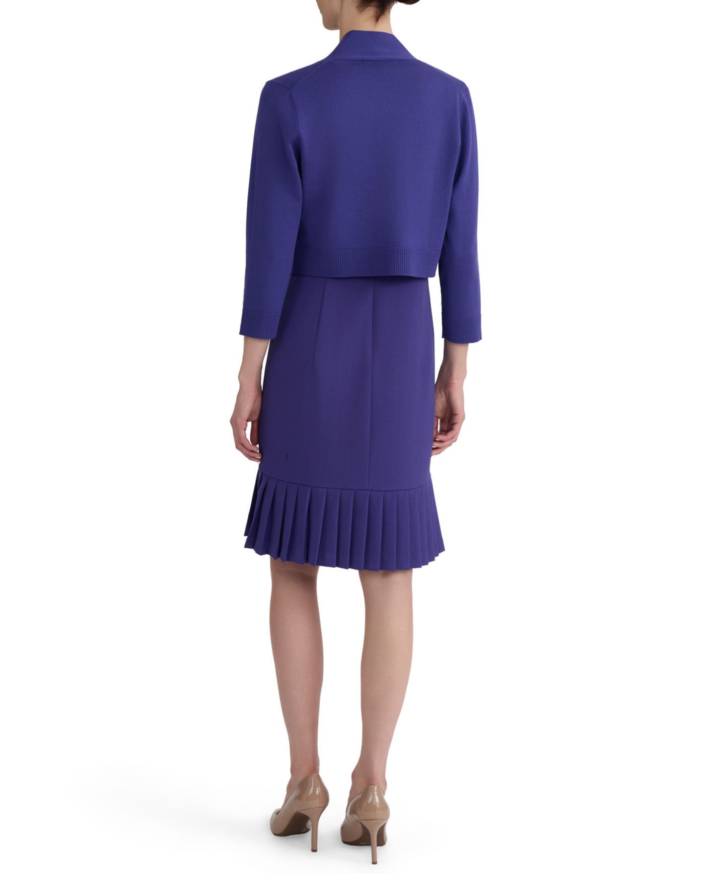Женский кардиган Kasper Collarless Cropped Long-Sleeve Cardigan, цвет: Сливовый — фото 7