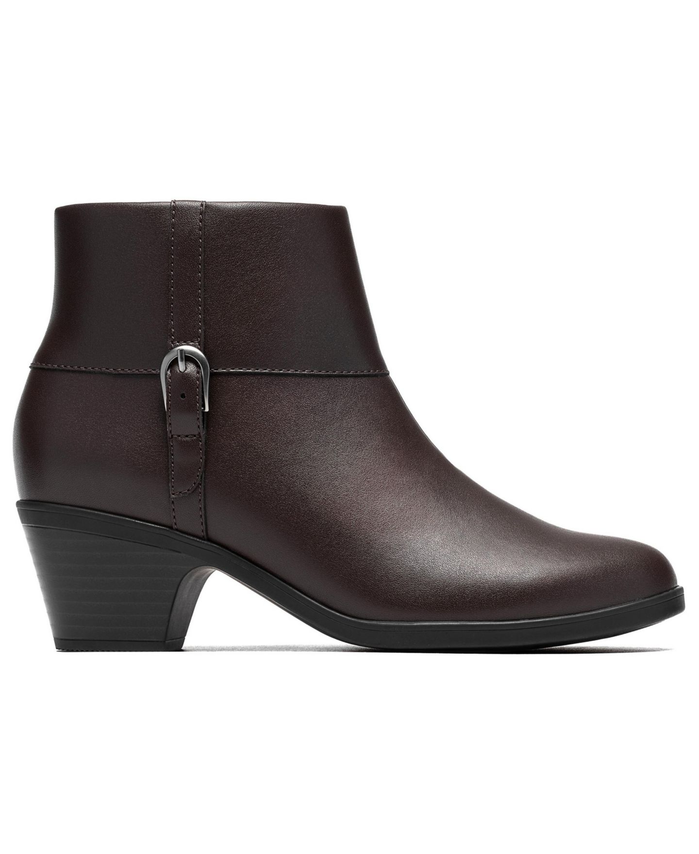 Женские ботинки Clarks Emily2 Style Round Toe Booties, цвет: Тёмный коричневый кожаный — фото 2