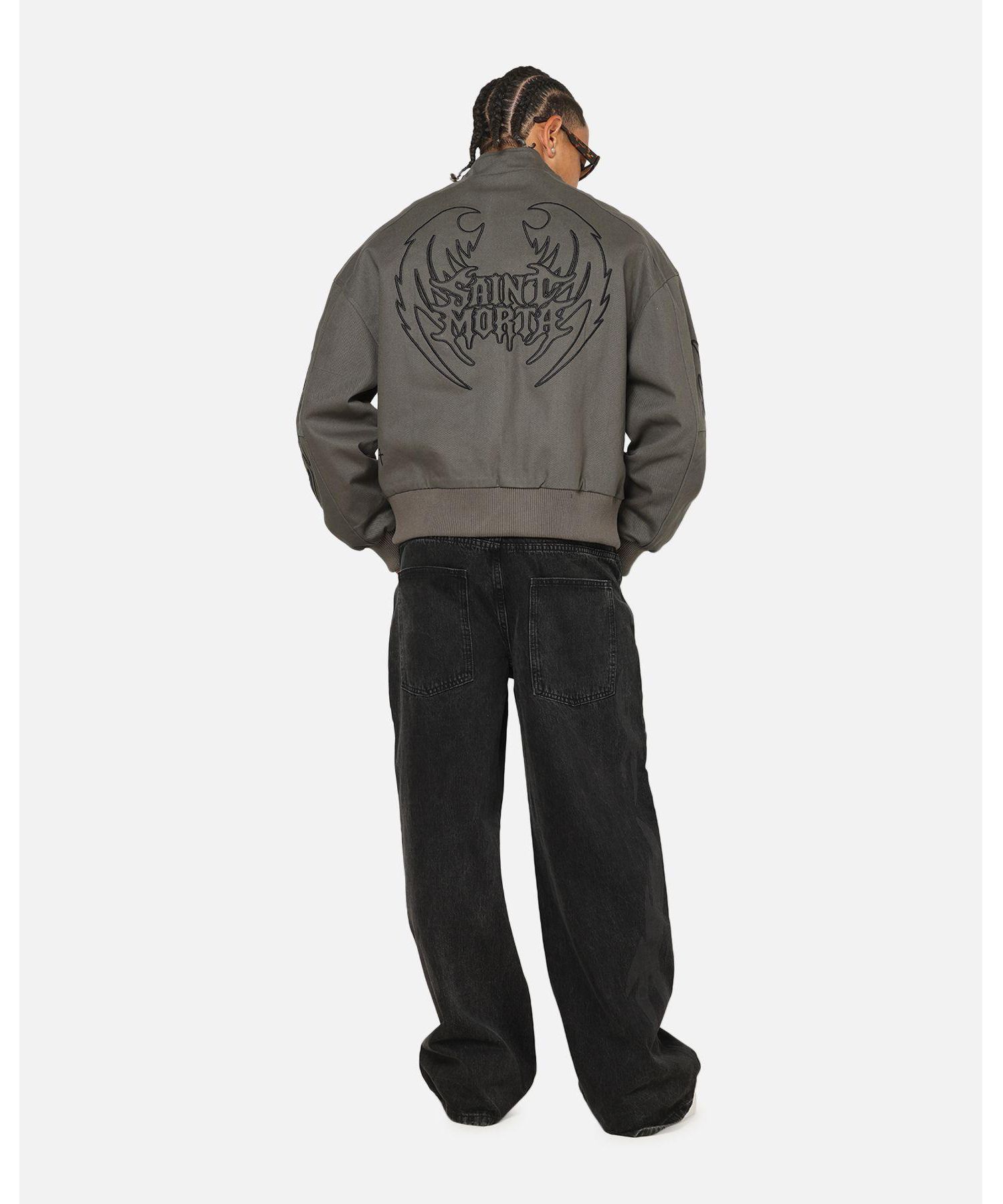 Men's Crested Wing Embroidered-Graphics Cotton Bomber Jacket