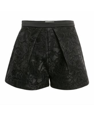 Women's Mid-Rise Jacquard Pleated Shorts, 7" Inseam
