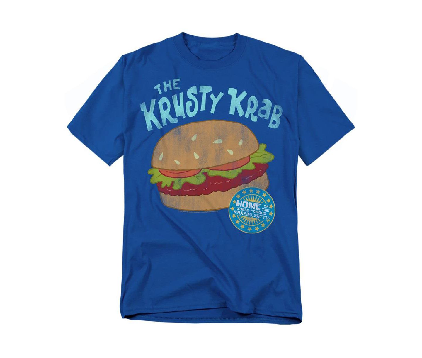 Мужская футболка SpongeBob SquarePants Krusty Krab Graphic Crewneck Classic-Fit, цвет: Королевский синий — фото 1