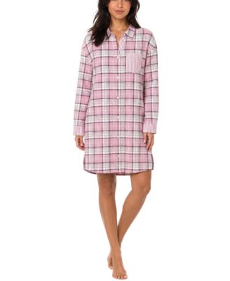 Women's Plaid Long-Sleeve Flannel Sleep Shirt