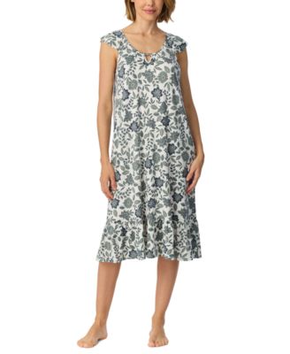 Women's Short-Flutter-Sleeve Scoop Neck Jersey Midi Nightgown