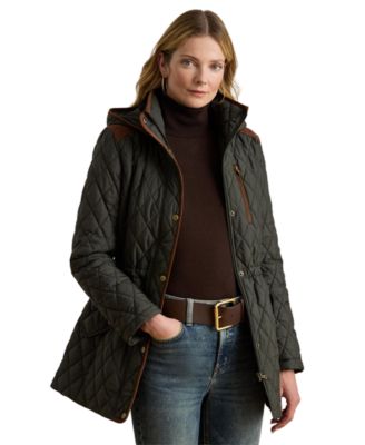 Petite Hooded Utility Quilted Coat