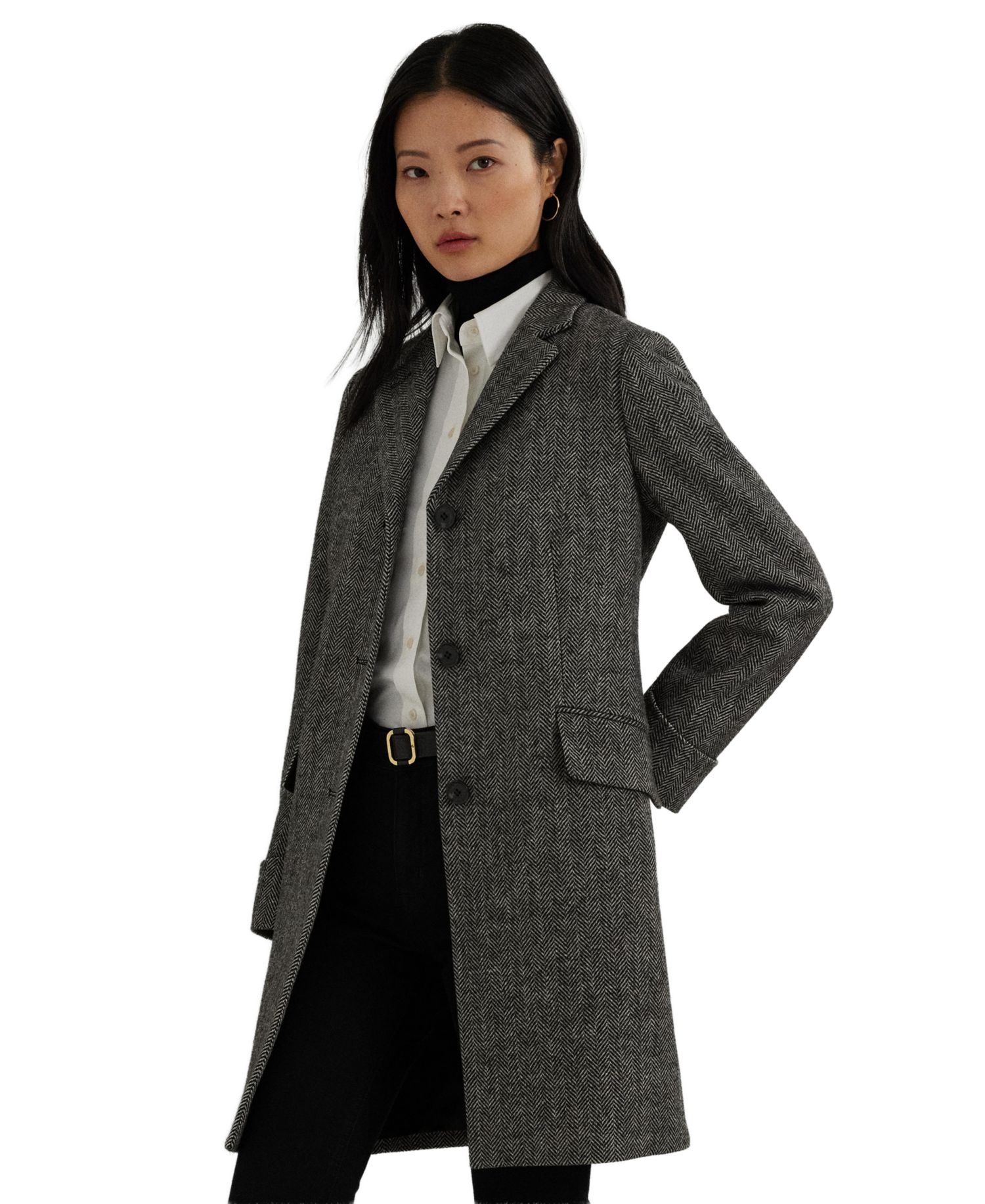 Petite Single-Breasted Wool-Blend Walker Coat