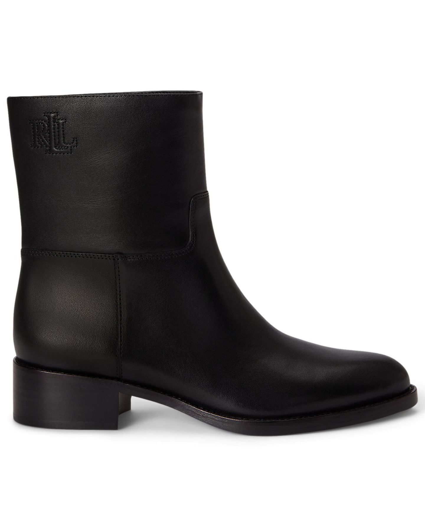 Женские ботинки Lauren Ralph Lauren Kyle Round Toe Booties, цвет: Чёрный гладкий кожаный — фото 2