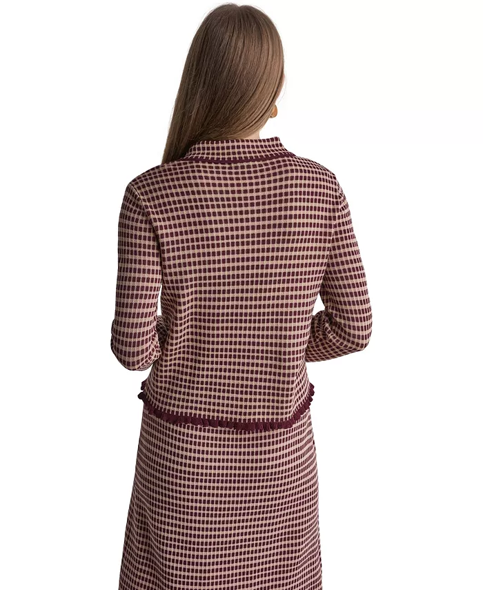 Women's Plaid Collared Long-Sleeve Cardigan - thumbnail 6