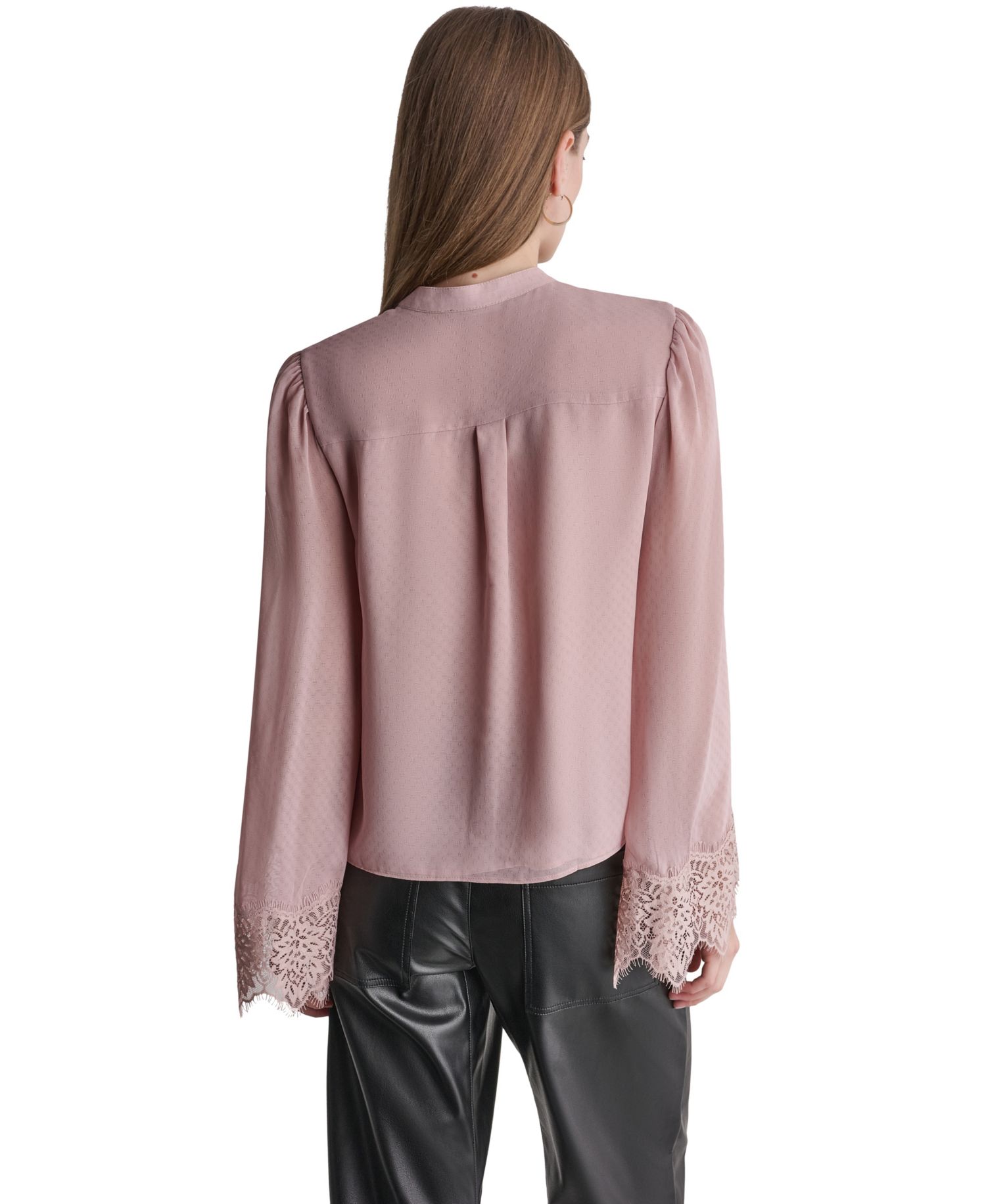 Women's High-Neck Long-Sleeve Lace Blouse