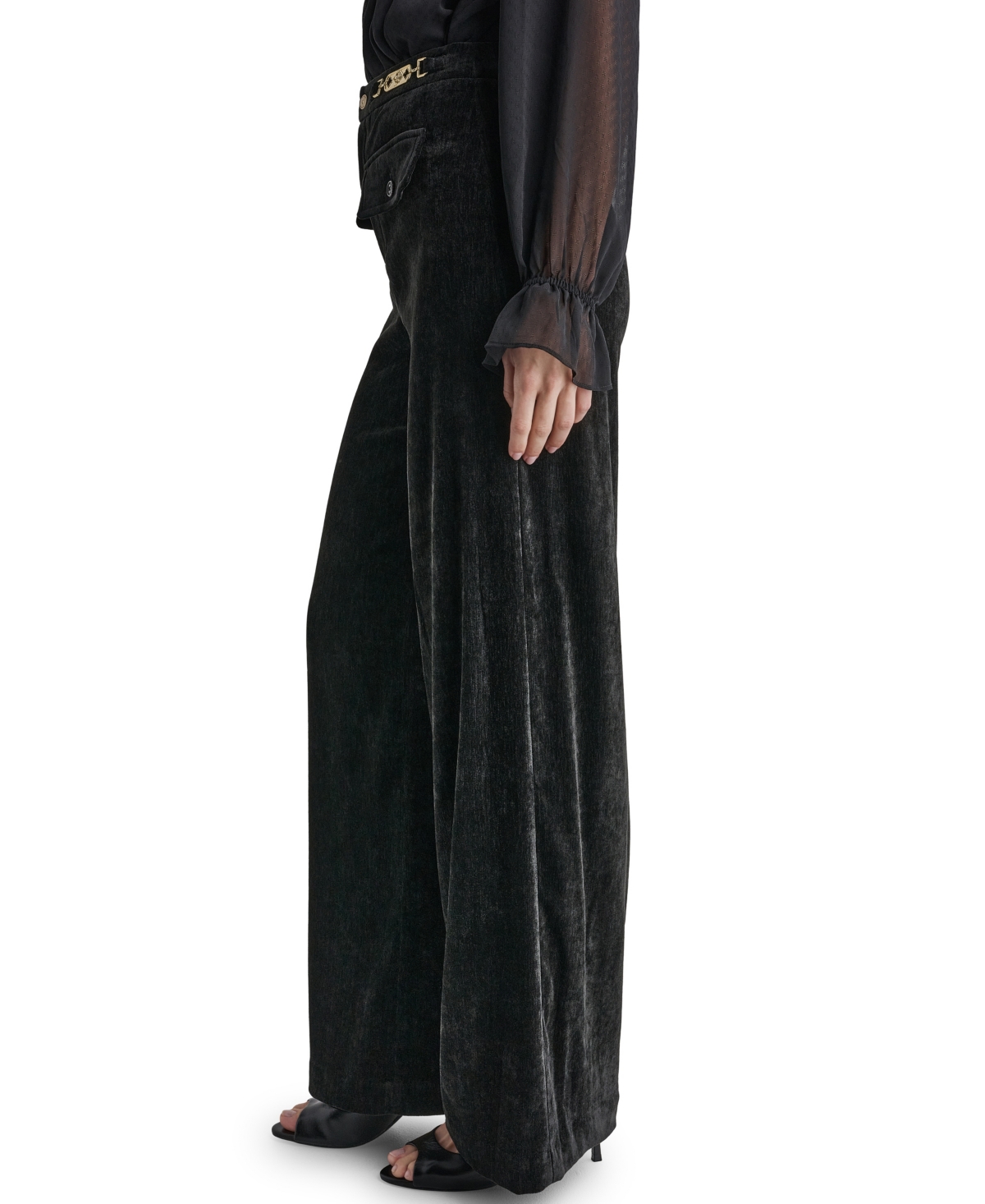 Bcbg Women's High-Rise Wide-Leg Velvet Pants