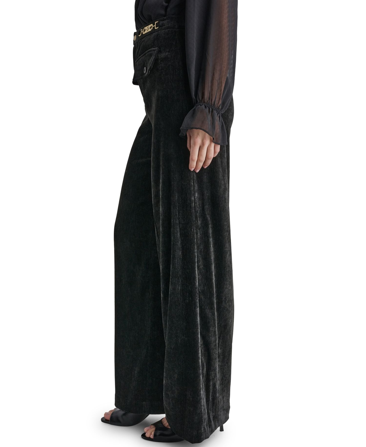 Women's High-Rise Wide-Leg Velvet Pants