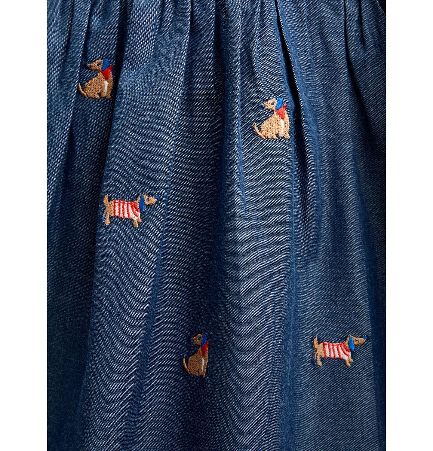 Платье JoJo Maman Bébé Long-Sleeve Peter Pan Collar Embroidered Chambray Dress для девочек, цвет: Средняя варка джинсовый — фото 4