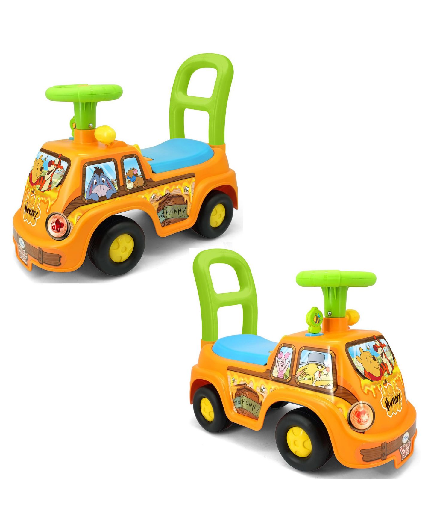 Детская игрушка Kiddieland Pooh Honey Van Lights & Sounds Foot-To-Floor Ride-On, 20.3" x 9.7" x 15.25", Ages 1+ — фото 6