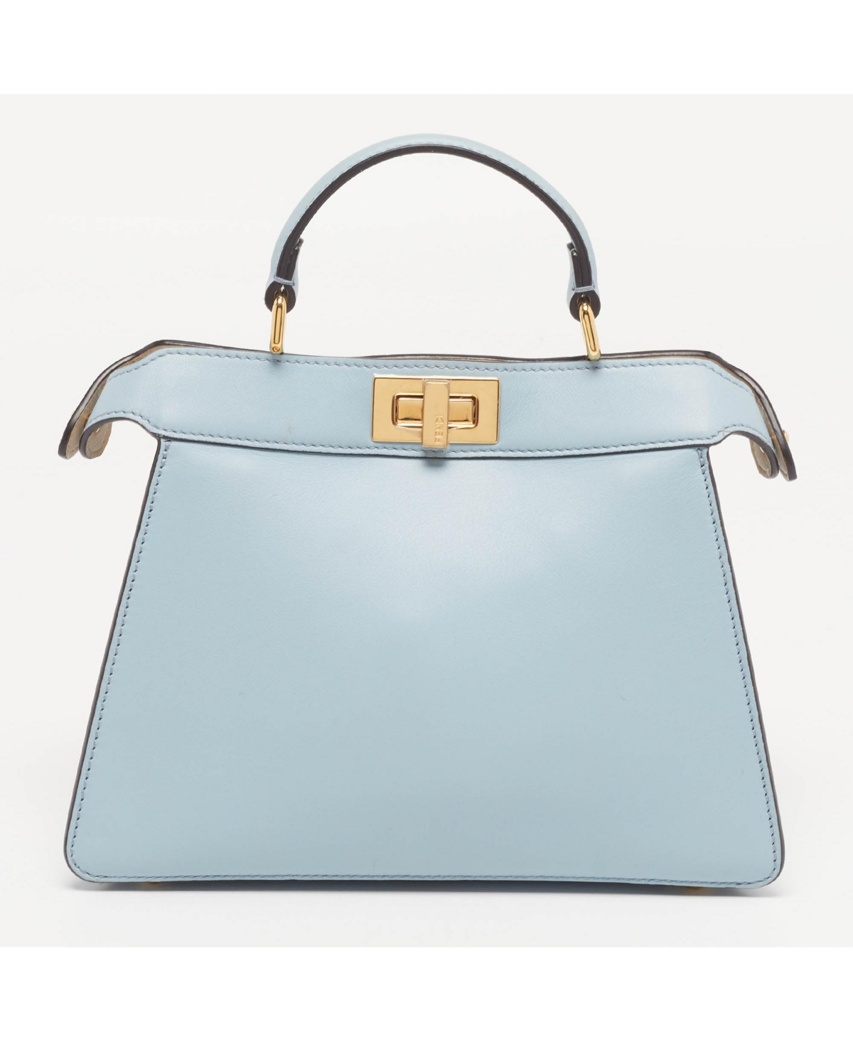 Pre-Owned Fendi Women's Small Peekaboo ISeeU 'Girl Inlay' Leather Satchel