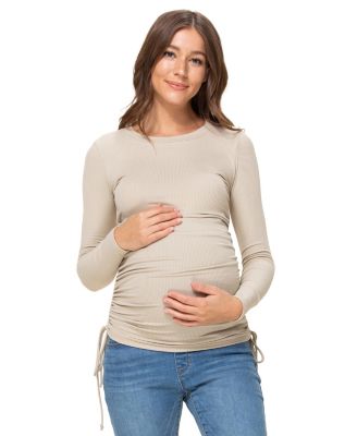 Maternity Ribbed Drawstring Top