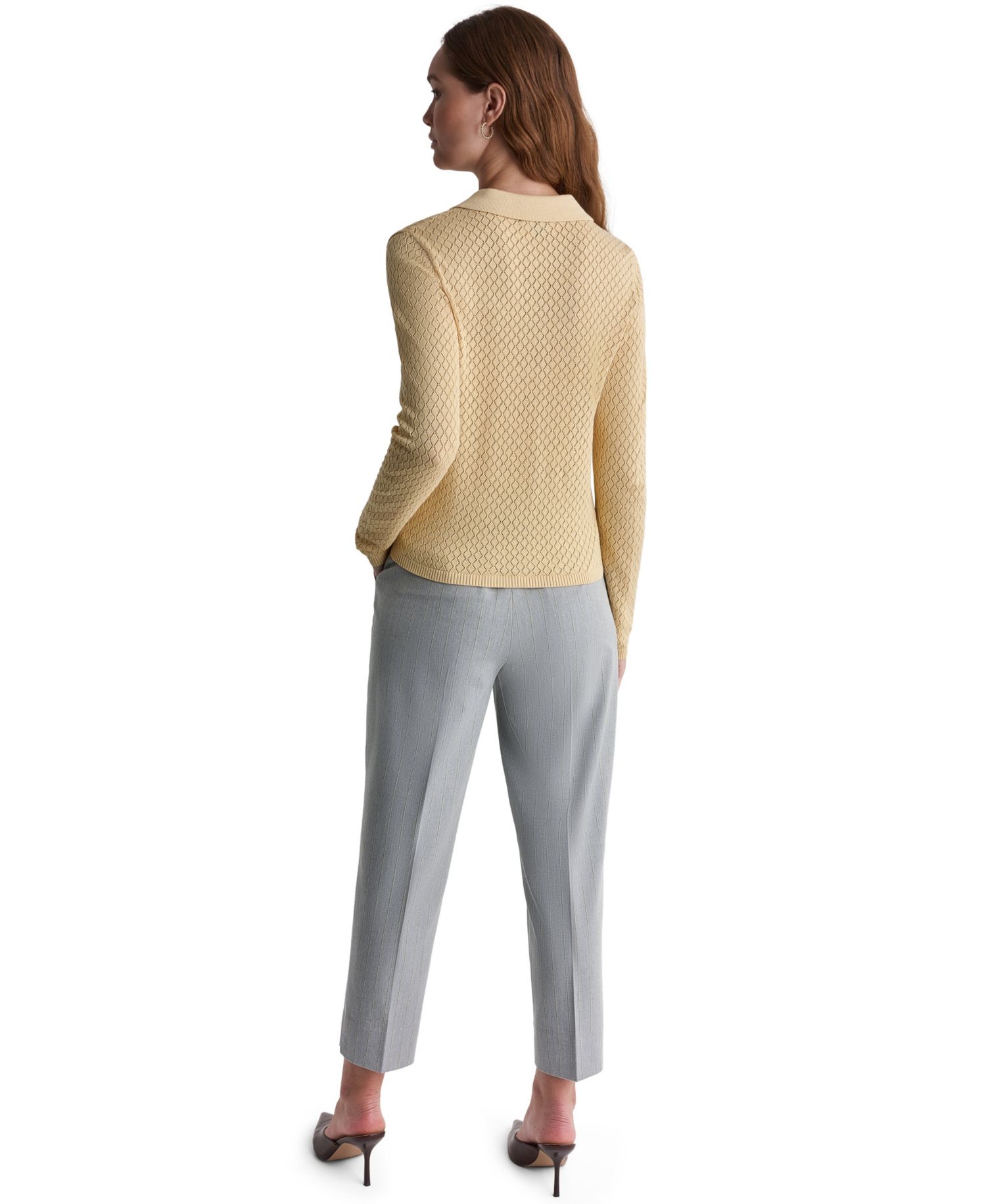 Women's Long-Sleeve Knit Polo Shirt
