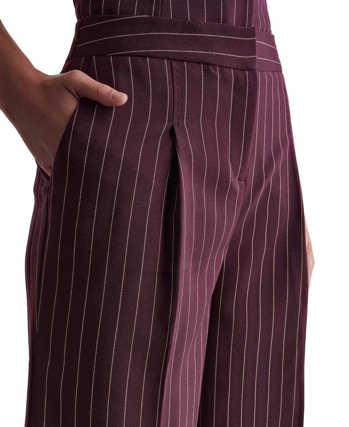 Bcbg Women's High-Rise Wide-Leg Pinstripe Pants