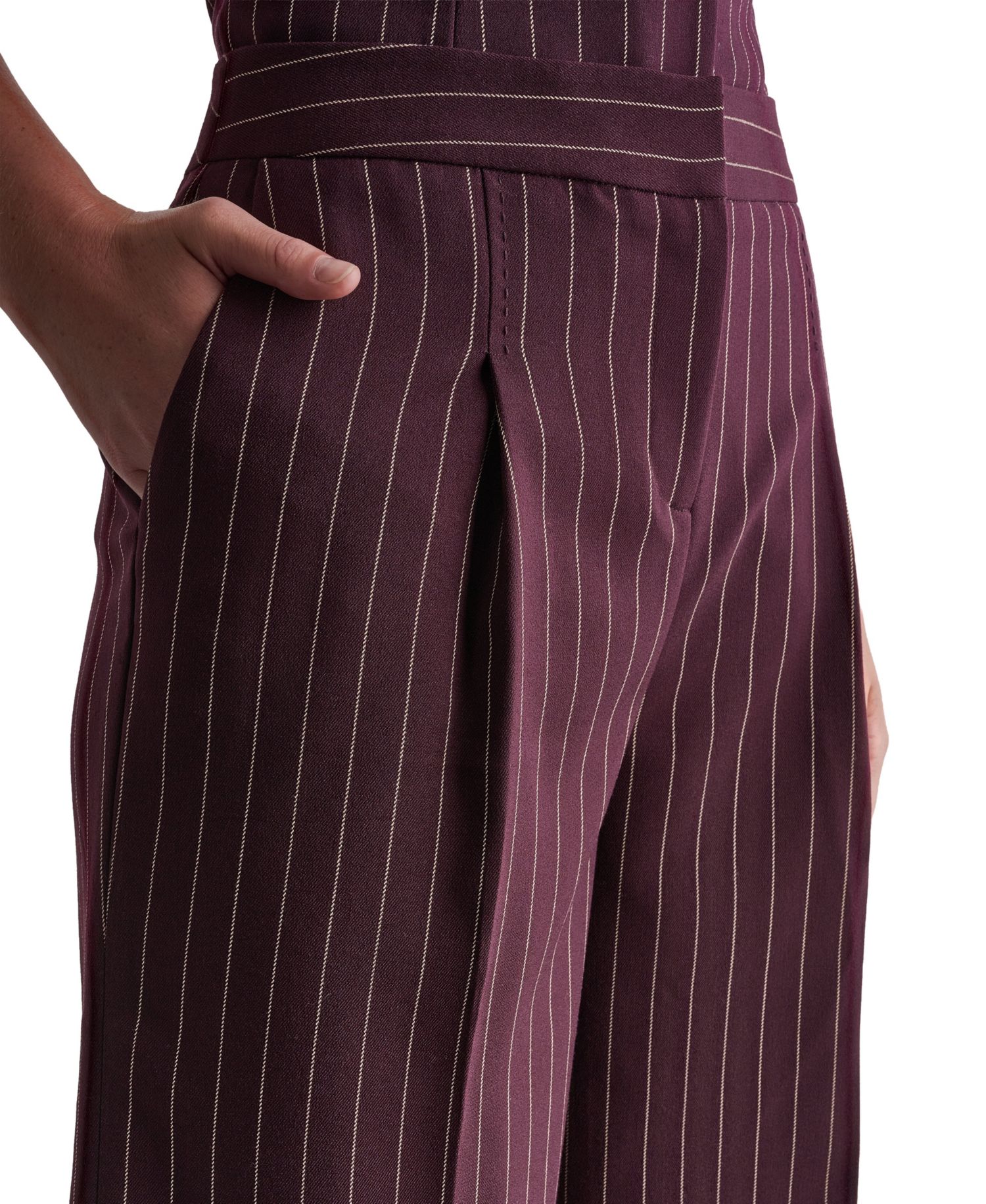 Women's High-Rise Wide-Leg Pinstripe Pants