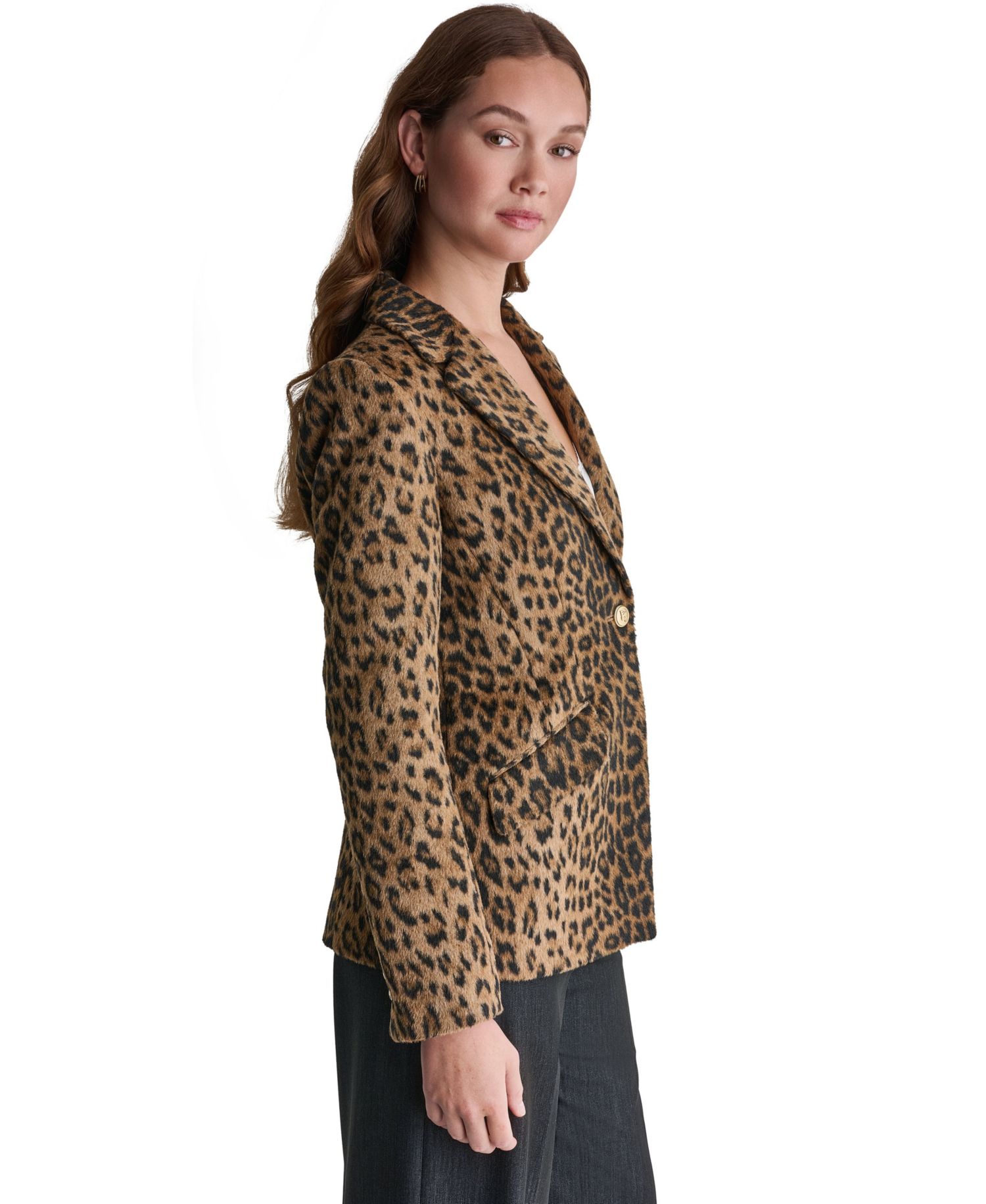 Women's Leopard-Print Shoulder-Padded Blazer