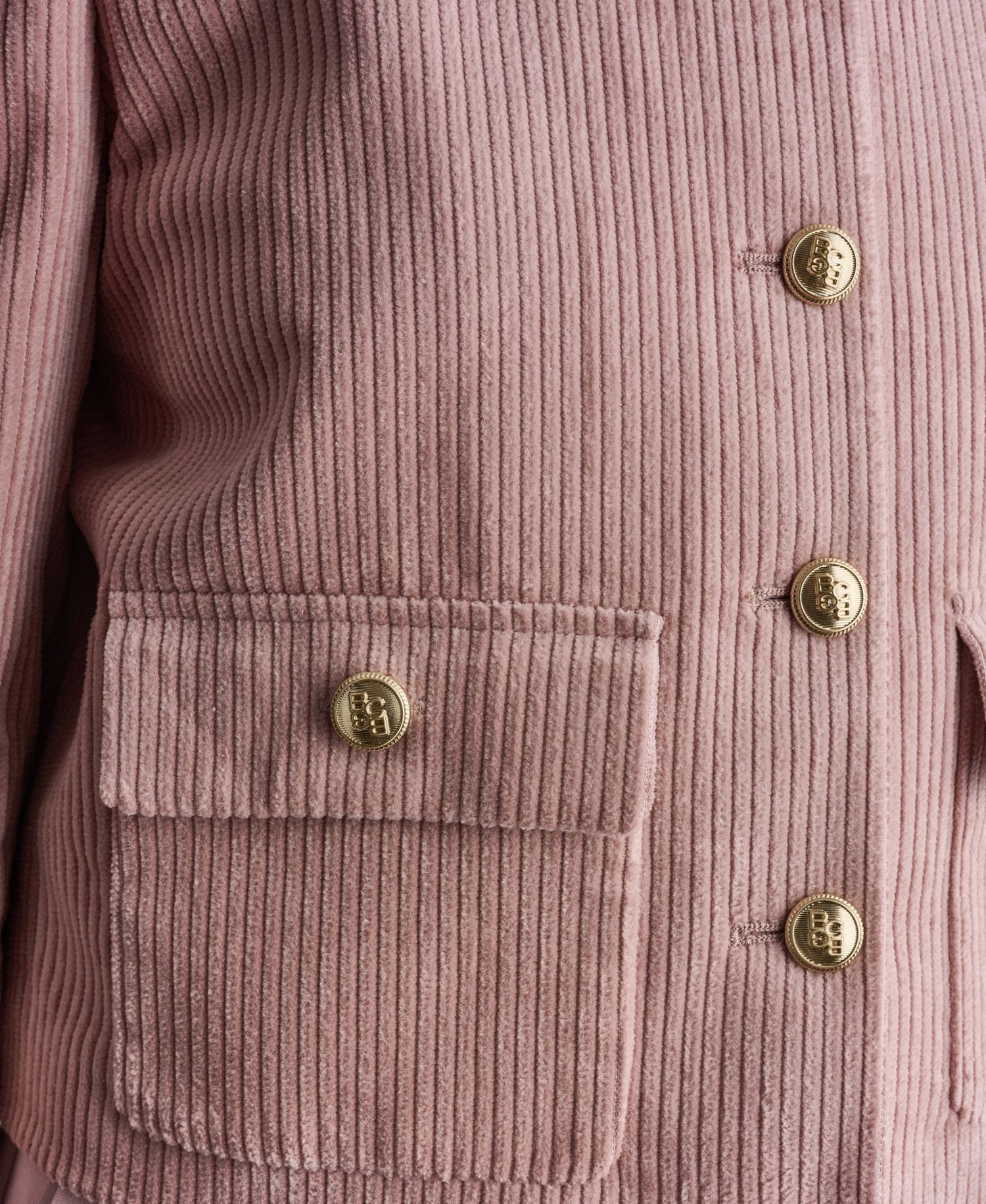 Women's Corduroy Puff-Shoulder Collarless Jacket