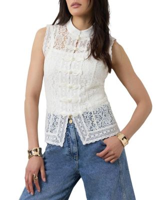 Women's Lace Detail Military Top