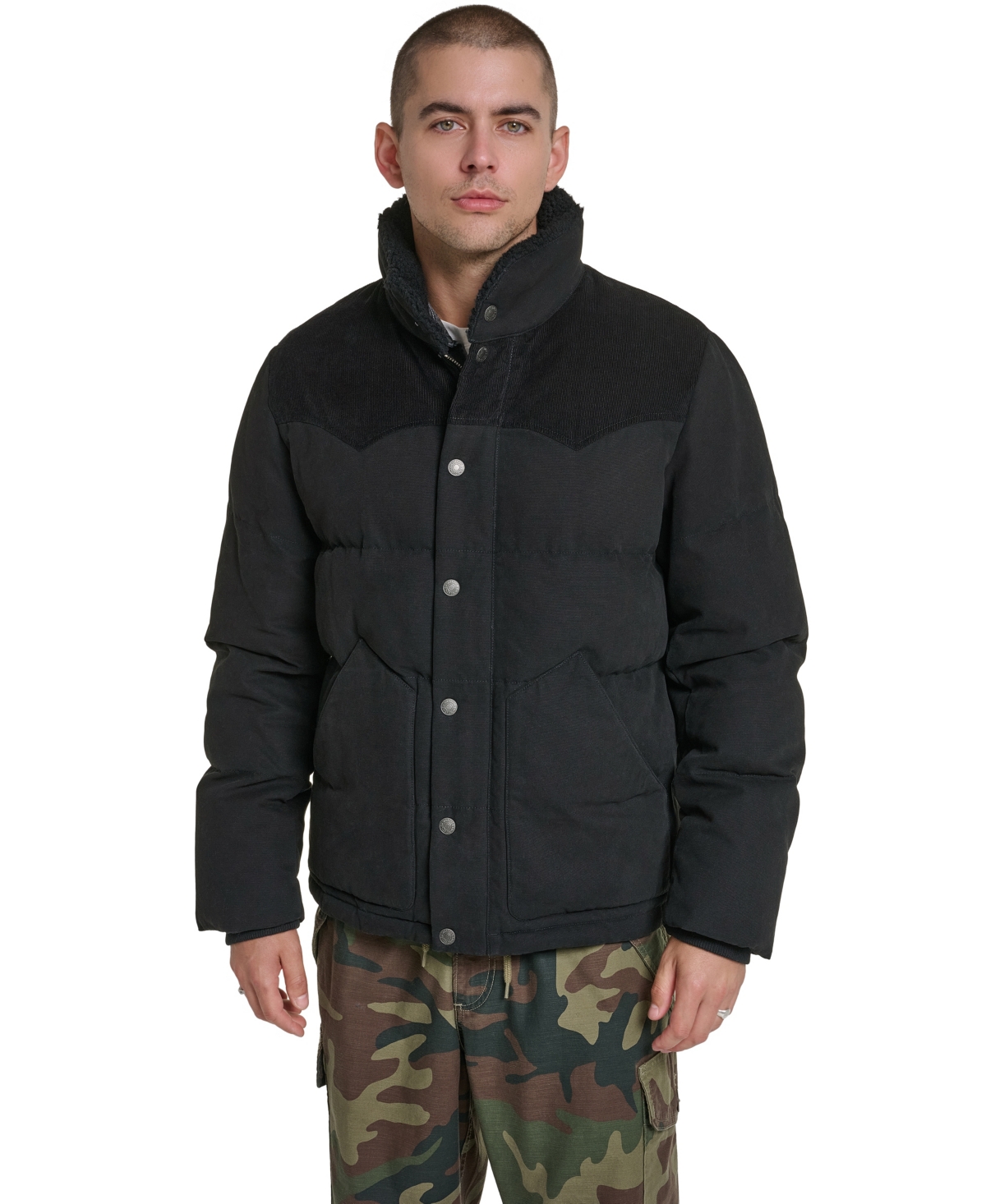 Levi's Men's Quilted Mixed-Media Rancher Jacket - Black