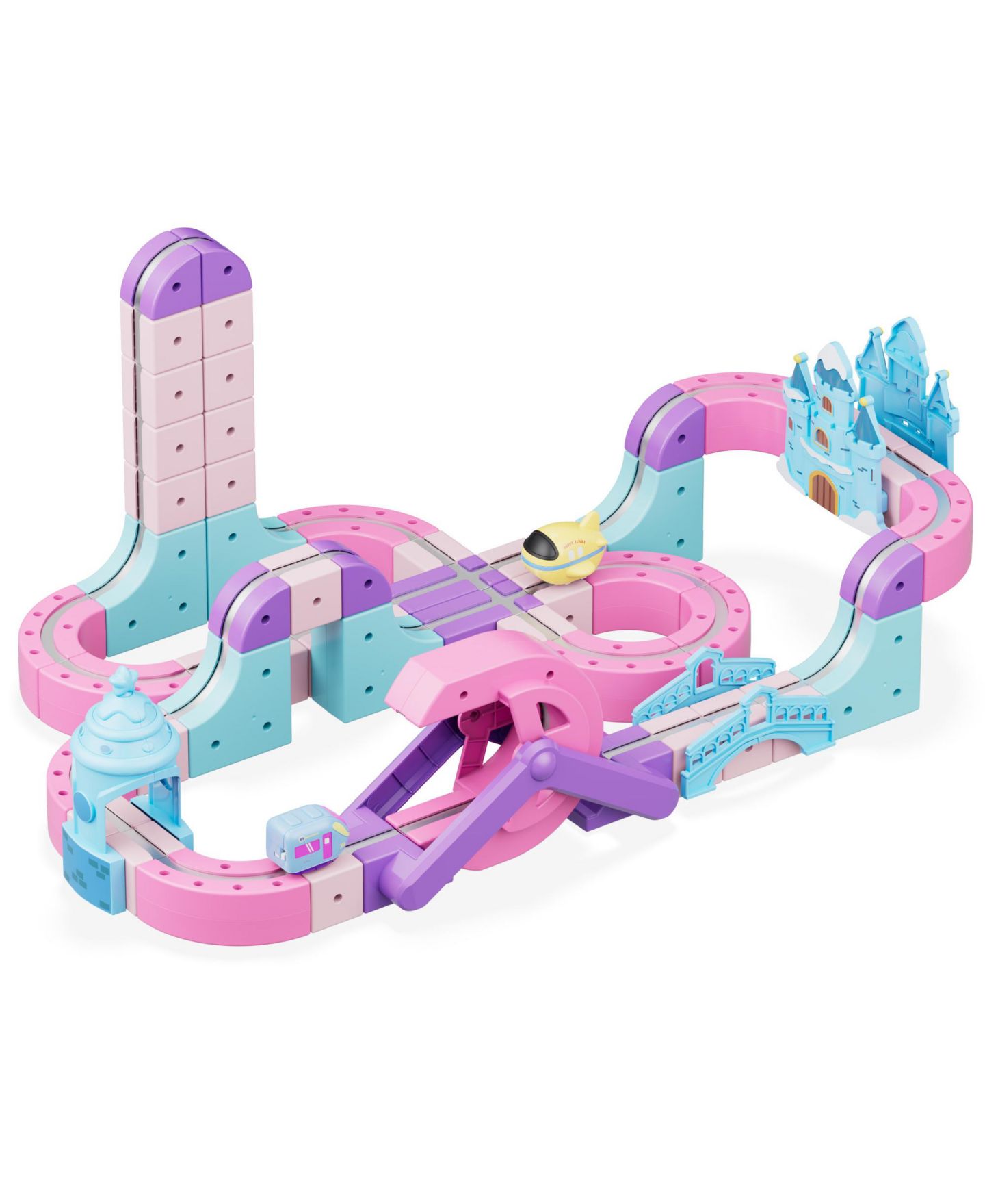 Детский конструктор Contixo MT6 Princess Castle Magnetic Train Track 96-Piece Building Set with Rechargeable Motorized Train, Ages 3+ — фото 5