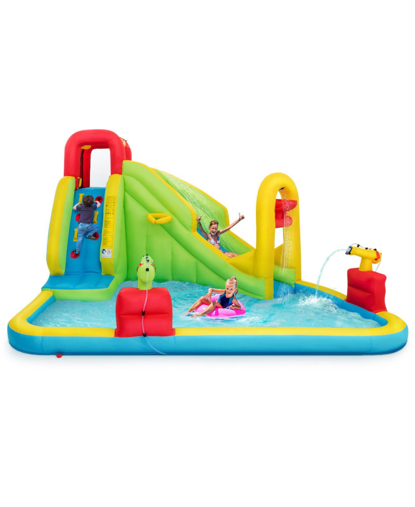 Детская игрушка Costway Inflatable Water Slide Bounce House, 350-lb Capacity, 3–10 лет, цвет: Зелёный — фото 9