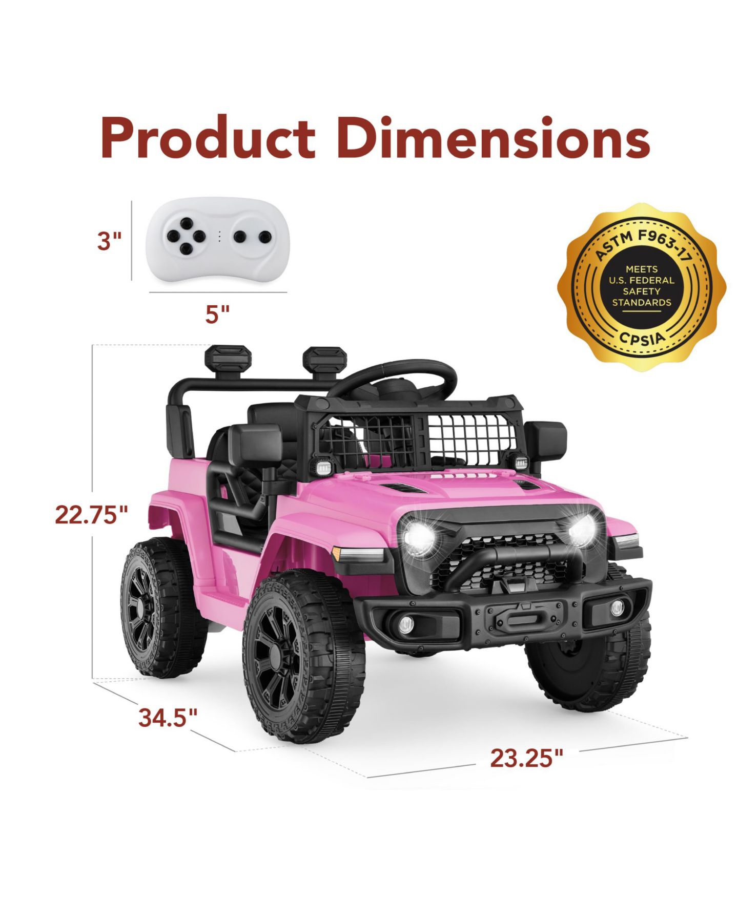 Детская игрушка Best Choice Products 12V Kids Ride On Truck w/ Remote Control, Electric Car for Toddlers 3-5, Safety Harness, цвет: Пудровый розовый — фото 2