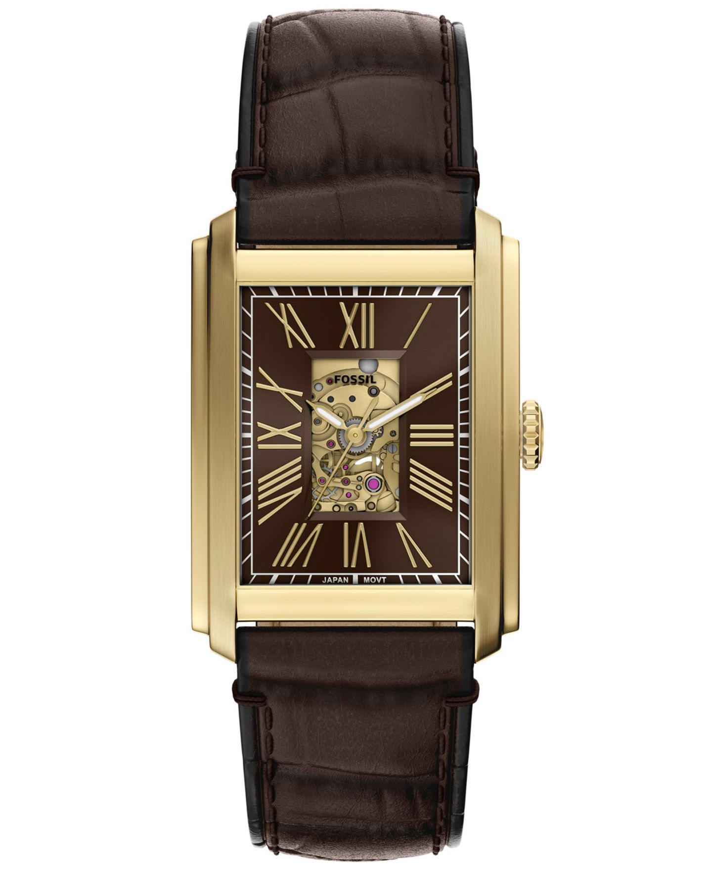 Мужские часы Fossil Carraway Automatic Brown Croco Leather Watch 42mm — фото 1
