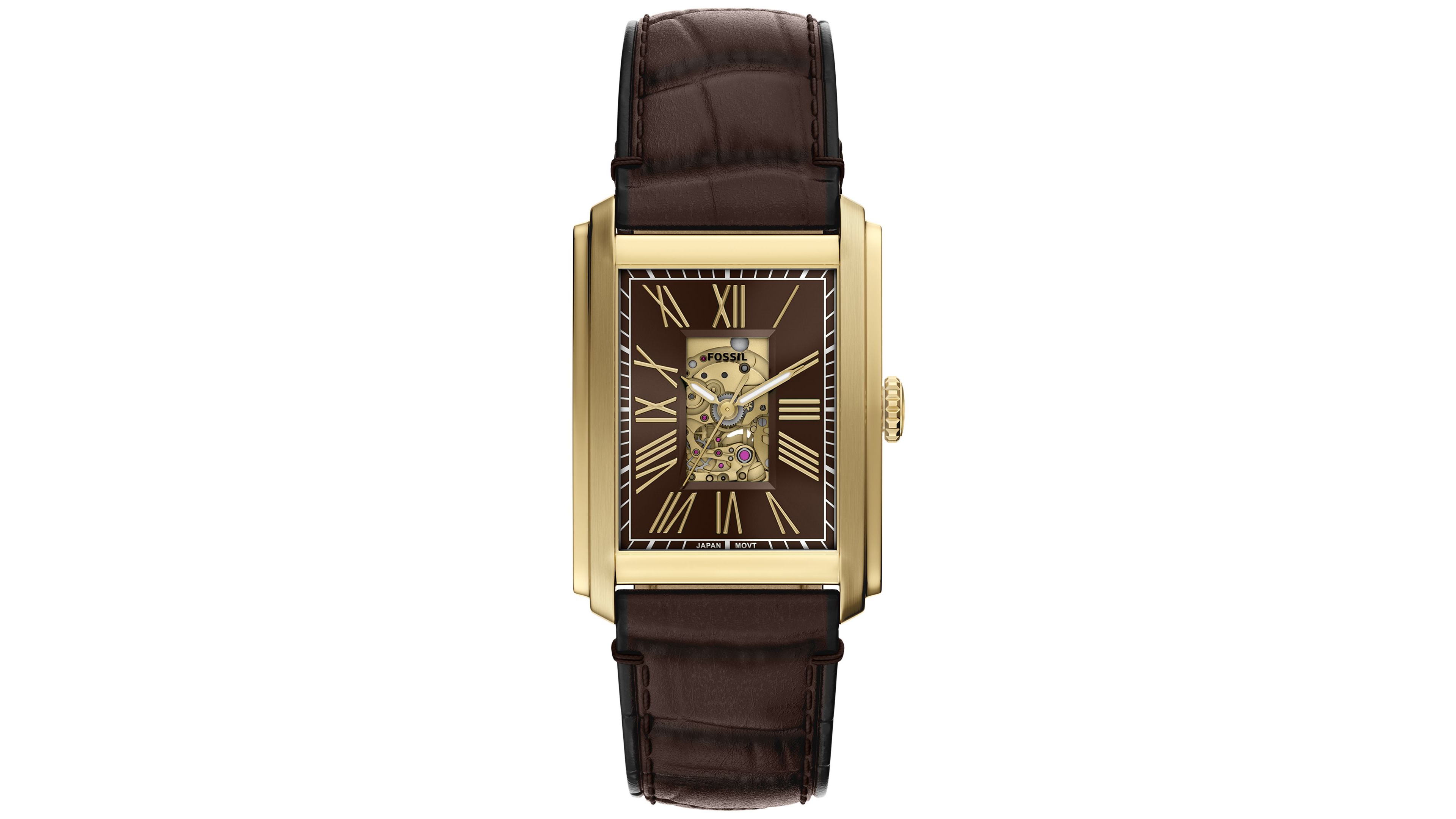 Fossil Men's Carraway Automatic Brown Croco Leather Watch 42mm