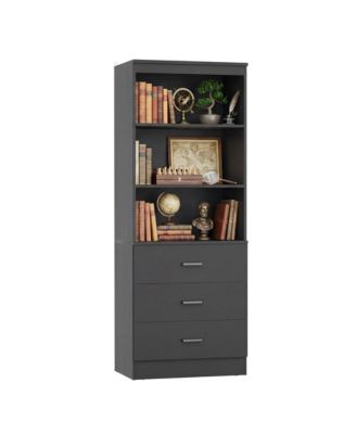 71" Wooden Storage Cabinet with 3-Drawers, Closet Organizer with Shelves