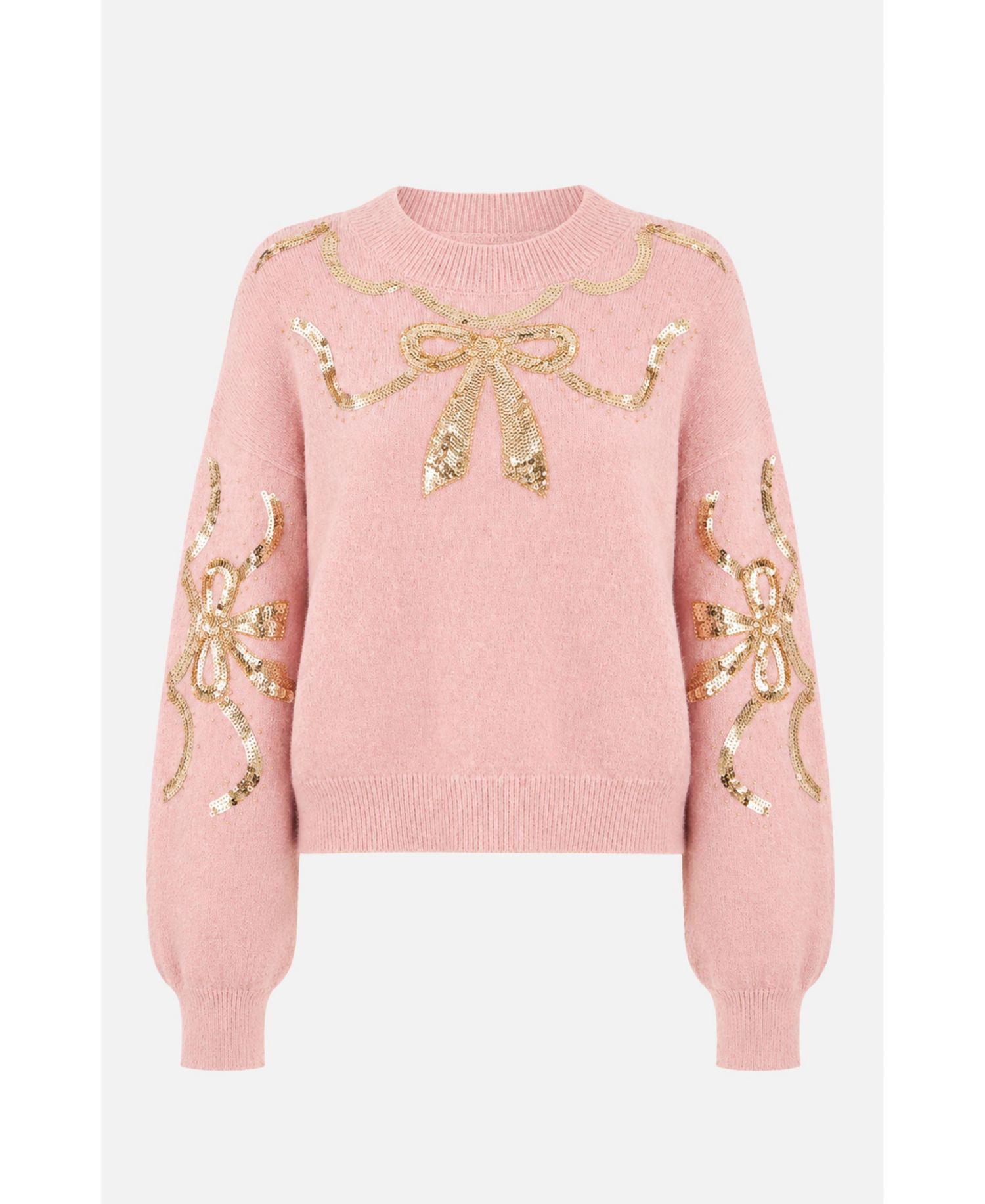 Women's Sequinned Bow Neckline Sweater