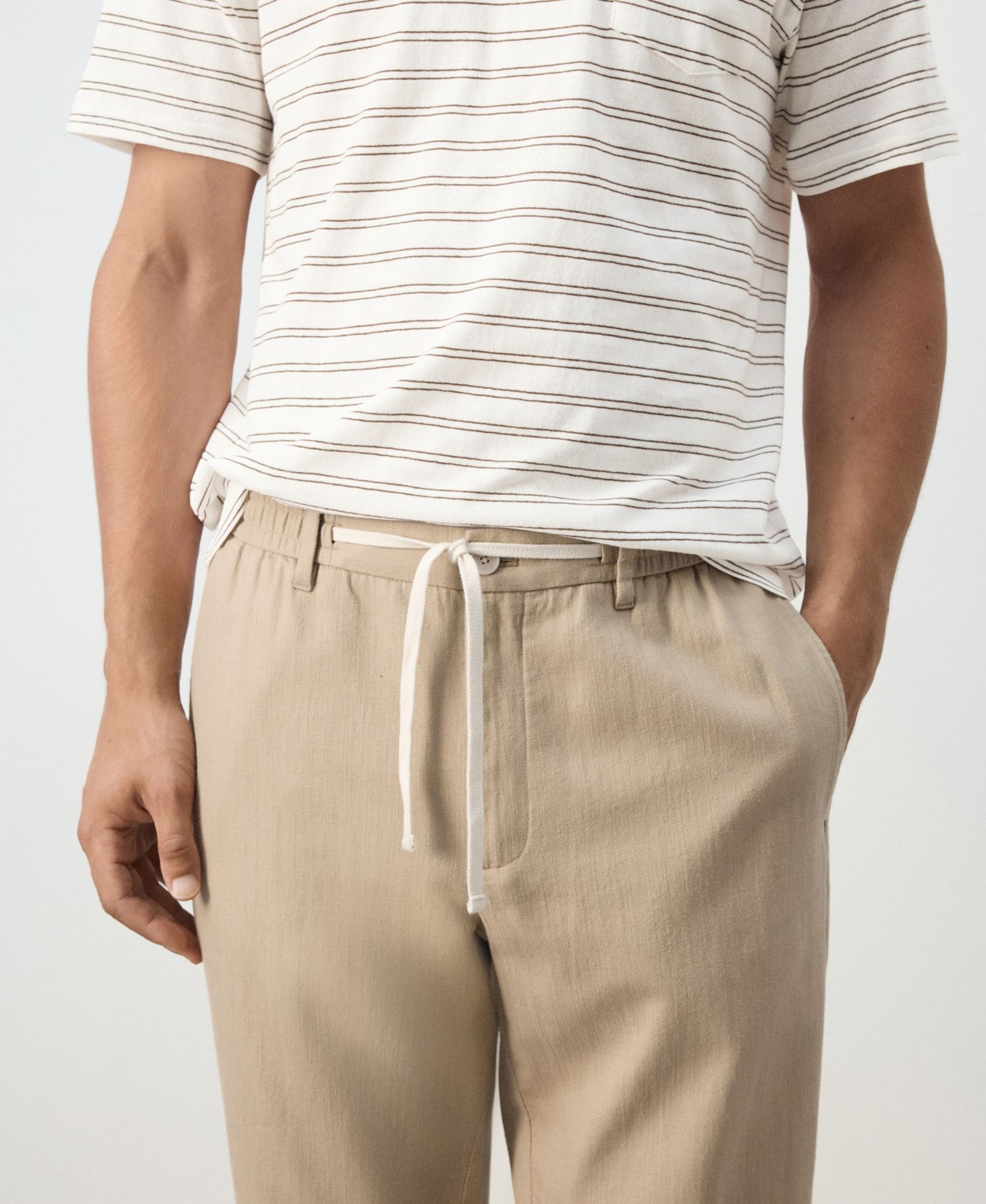 Men's New Now Relaxed-Fit Cotton-Linen Blend Trousers
