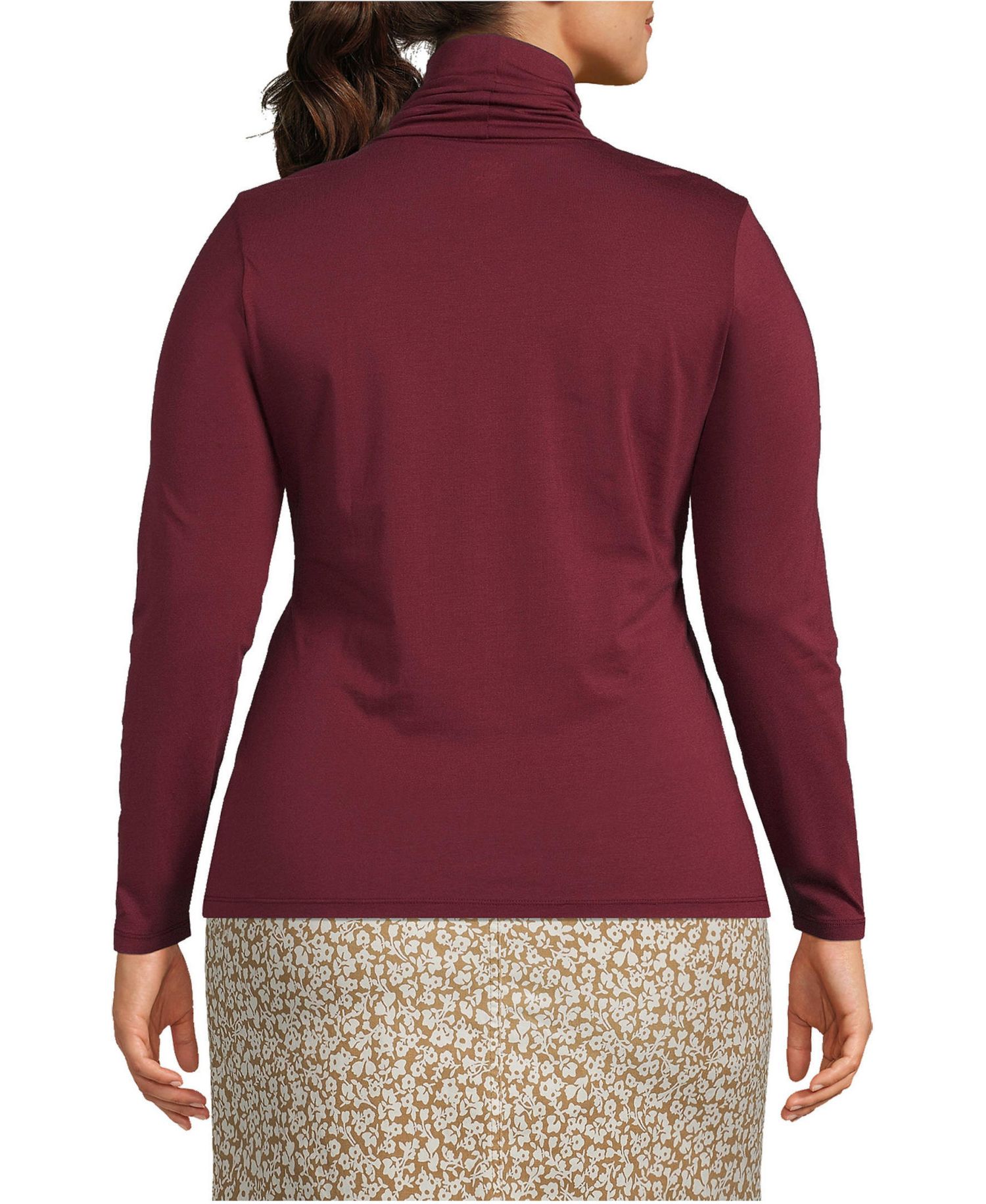 Plus Size Lightweight Jersey Long Sleeve Turtleneck