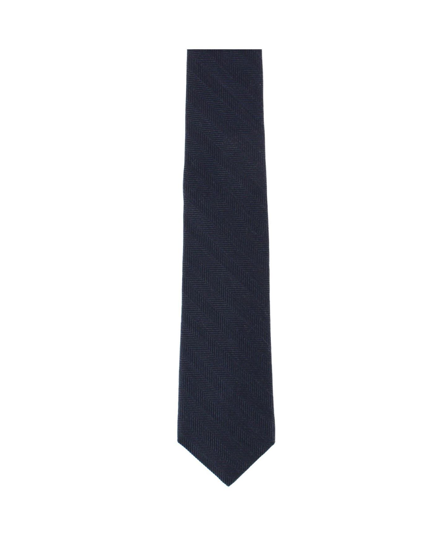 Мужской галстук TRAFALGAR Classy Herringbone Wool-Blend Slim Tie, цвет: Чёрный — фото 2