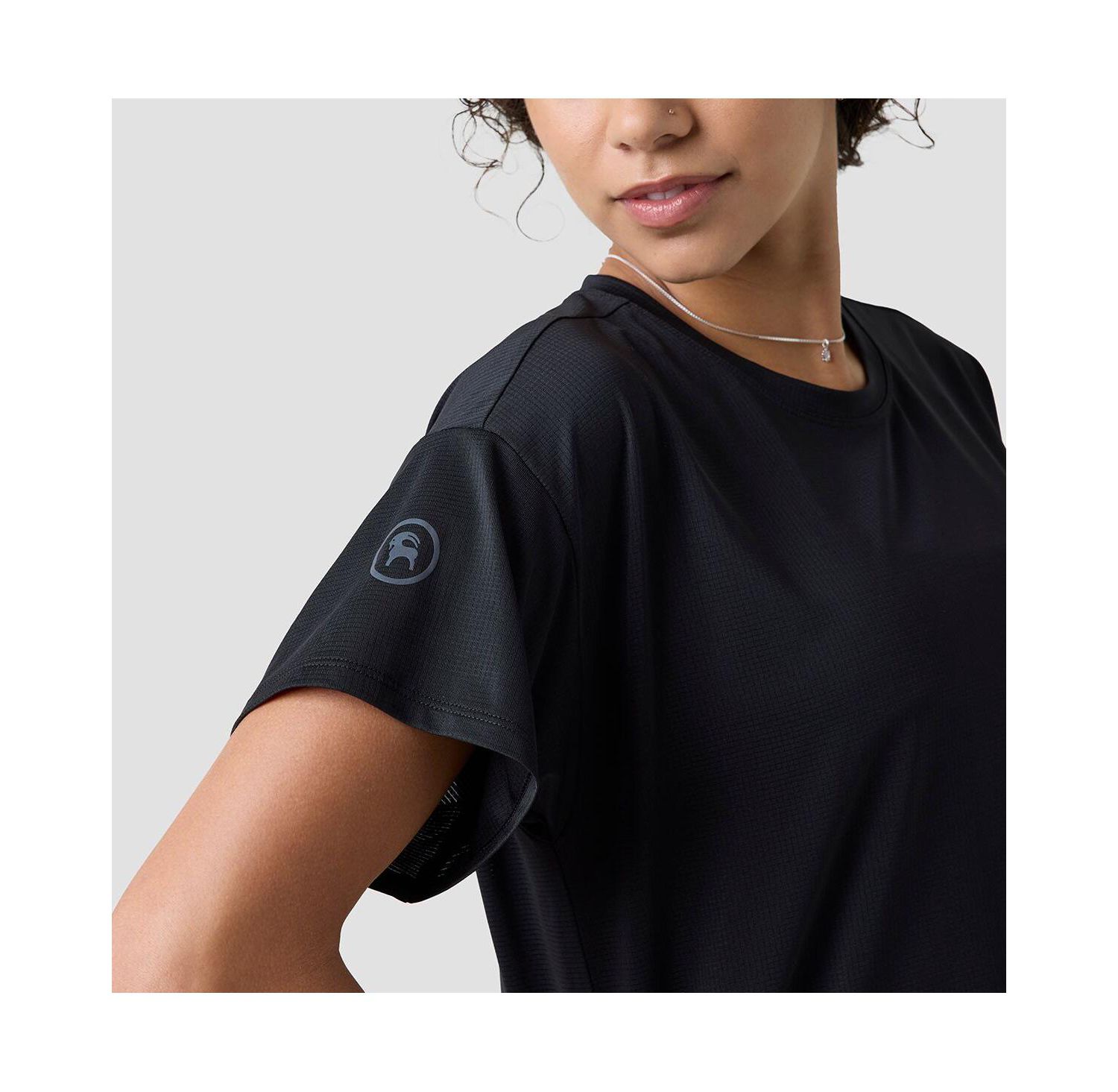 Women's Wasatch Adventure Run Drop-Needle Grid Knit Cropped Short-Sleeve T-Shirt