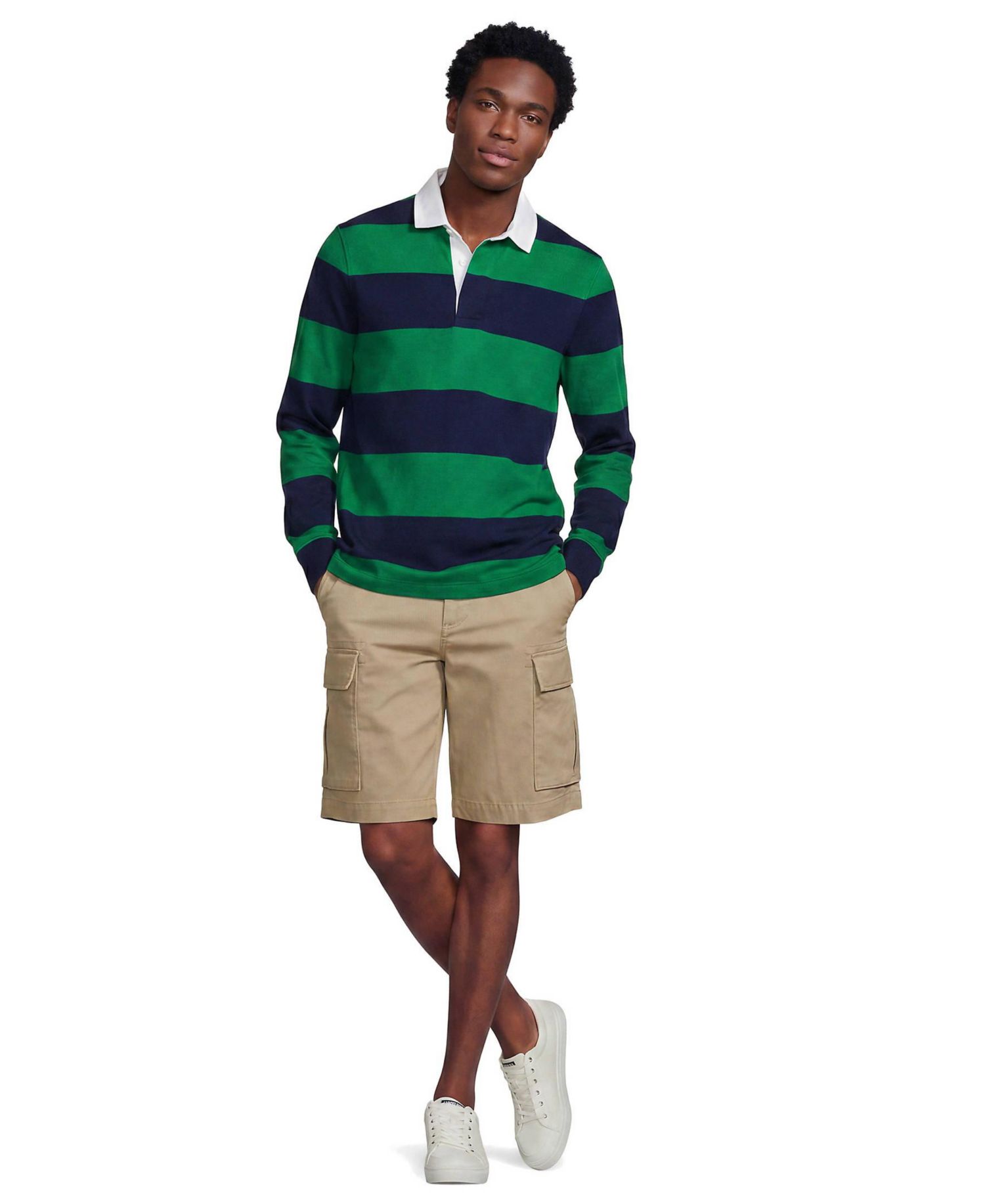 Men's Long Sleeve Stripe Rugby Shirt