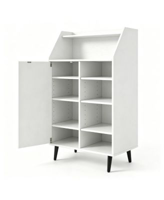 Multi-Compartment Shoe Storage Cabinet with Countertop and Cubbies