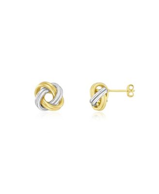 Two Tone Knot Stud Earrings 18K Gold and Sterling Silver