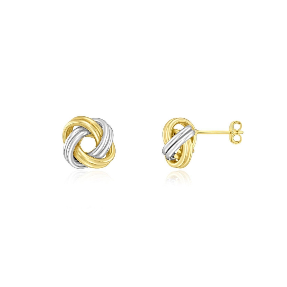 The Lovery Two Tone Knot Stud Earrings 18K Gold and Sterling Silver - Yellow gold
