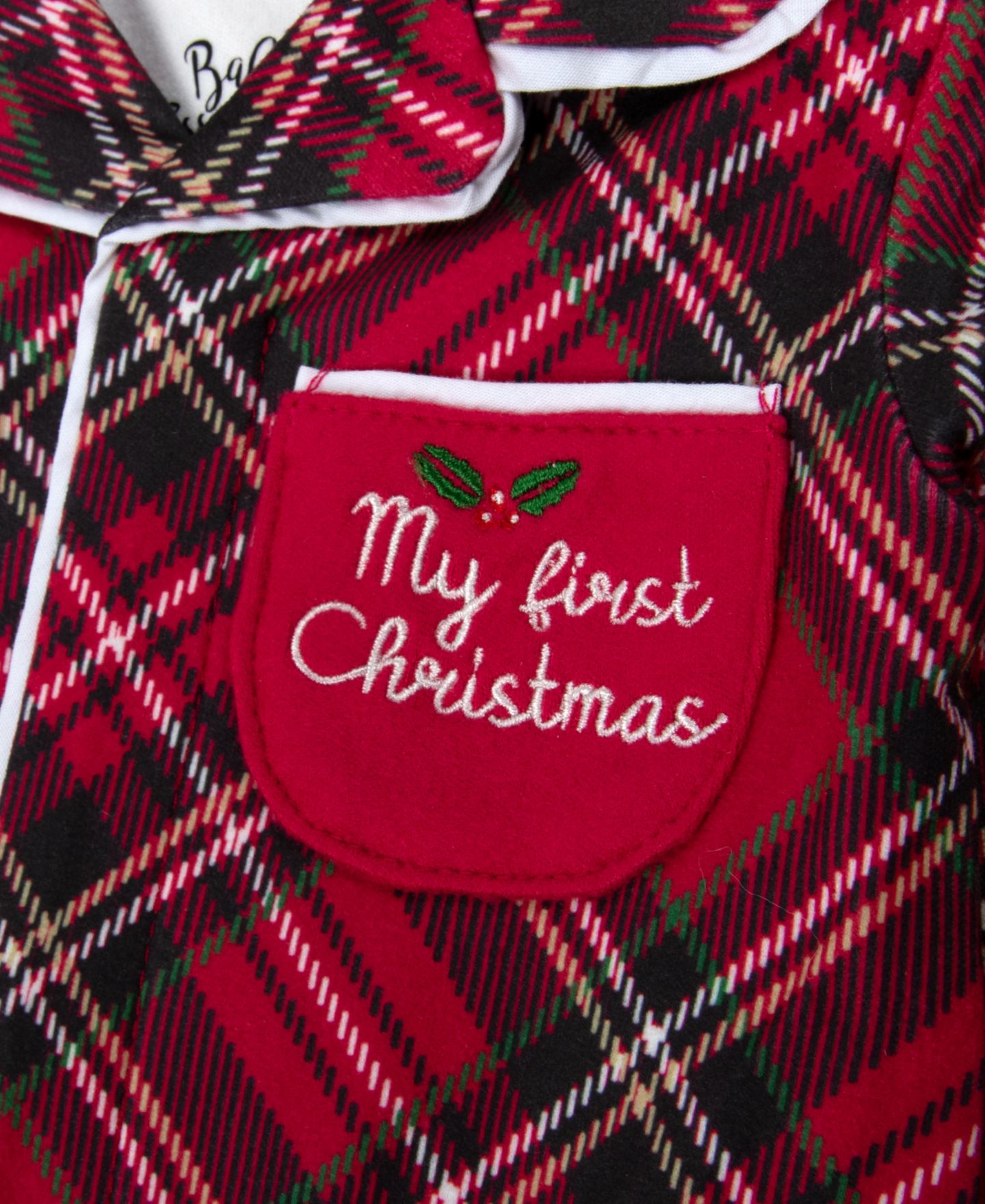 Комплекты Baby Essentials My First Christmas Plaid Footie and Santa Hat, 2-Piece Set для малышей, цвет: Красный — фото 3