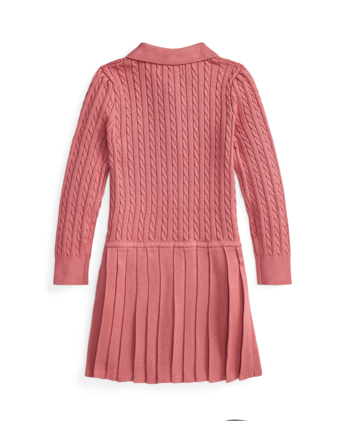 Polo Ralph Lauren Girls' 4-16 Mini-Cable Long-Sleeve Pleated Sweater Dress