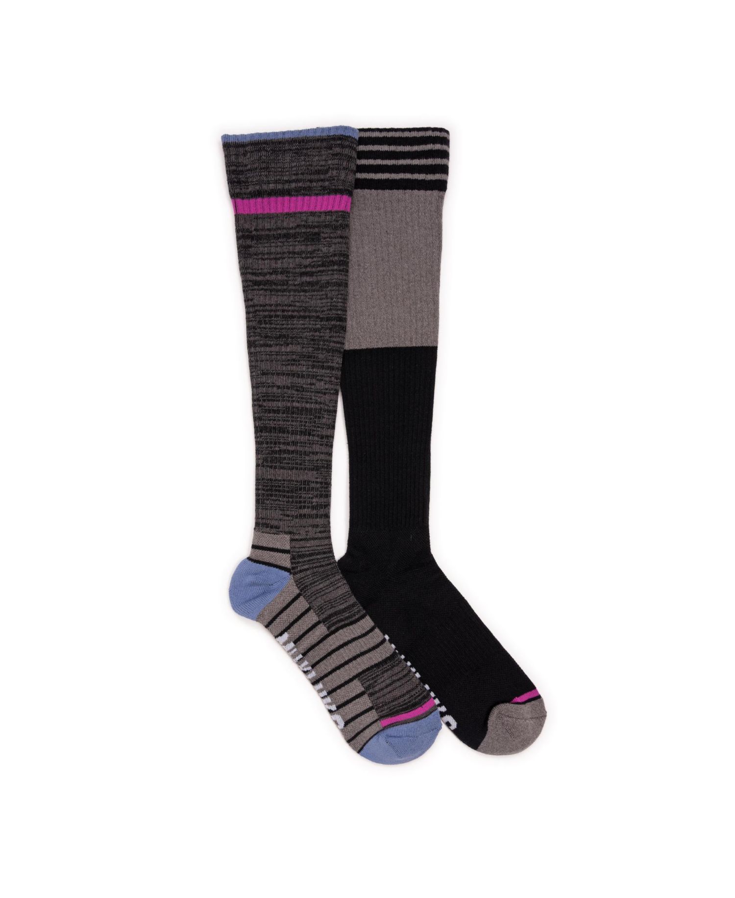 Women's 2 Pair Pack Compression Knee High Cotton Socks