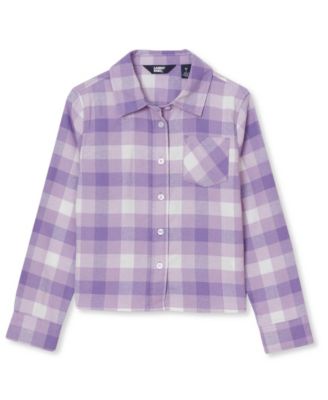 Girls Long Sleeve Cropped Flannel Shirt