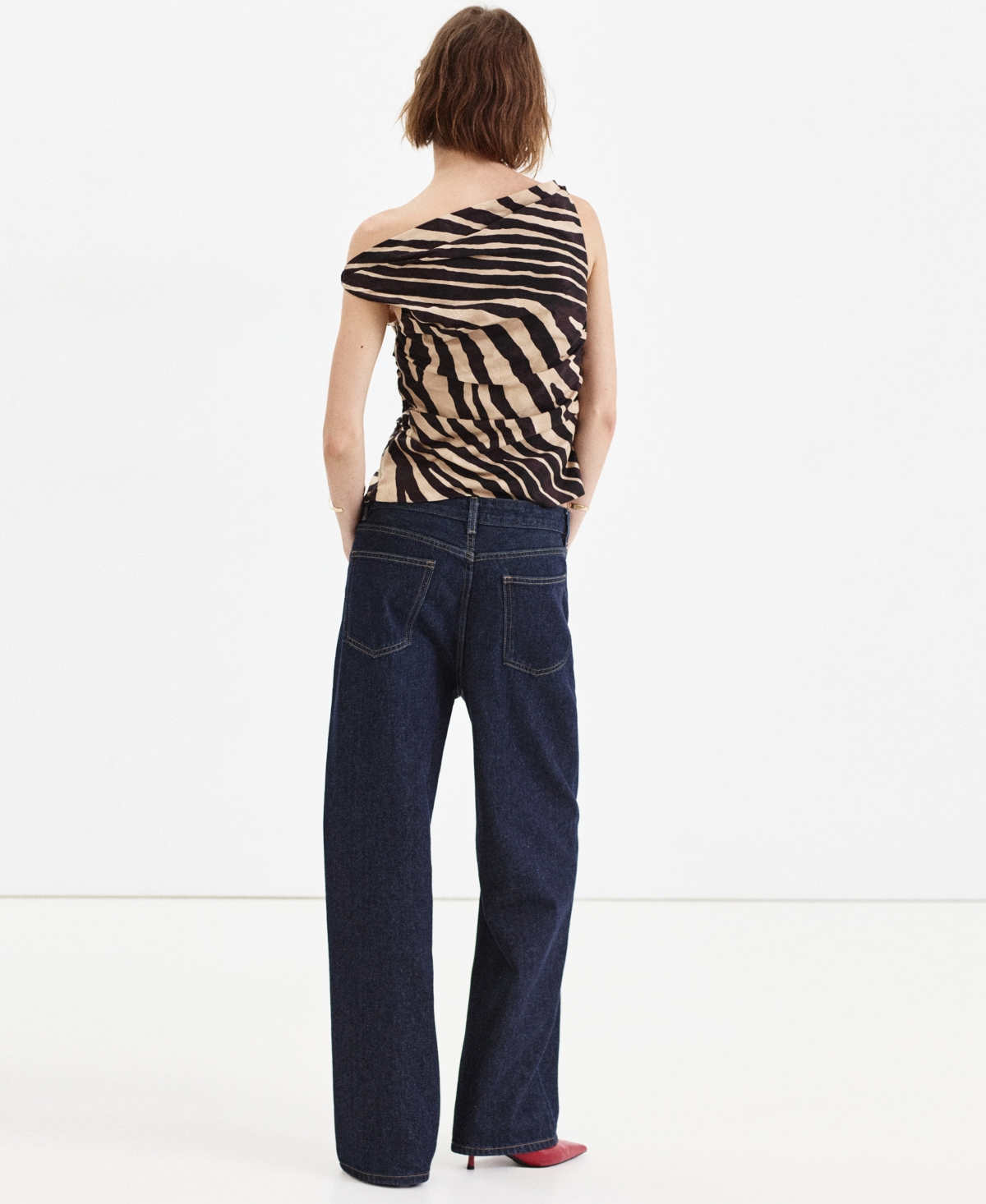 Mango Women's Asymmetrical Draped Top